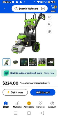 #ad Greenworks Hybrid 60V 1800 PSI Electric Pressure Washer with Dual Power Options $149.95