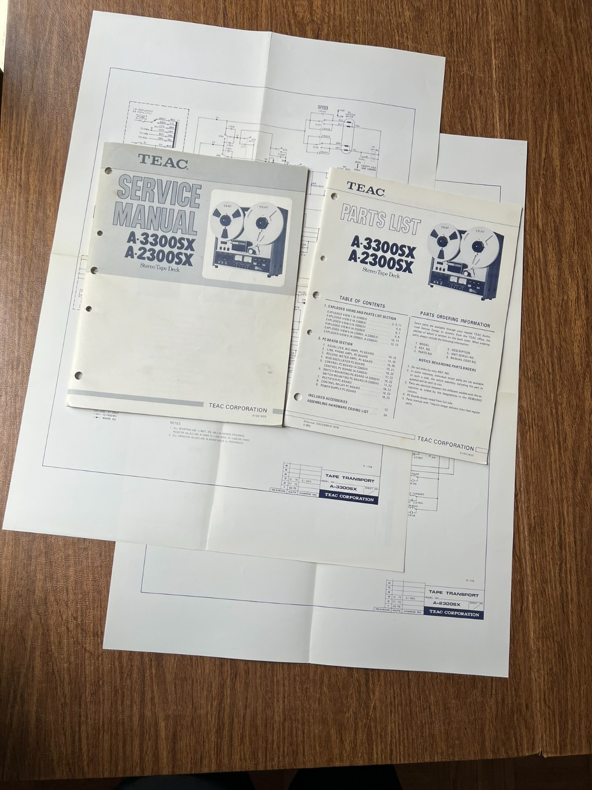 Original TEAC A-3300SX, A-2300SX Reel to Reel Service Manual/Schematic