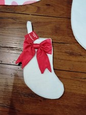 Nwt Wondershop Christmas Stocking White Velvet Red Bow 7 In