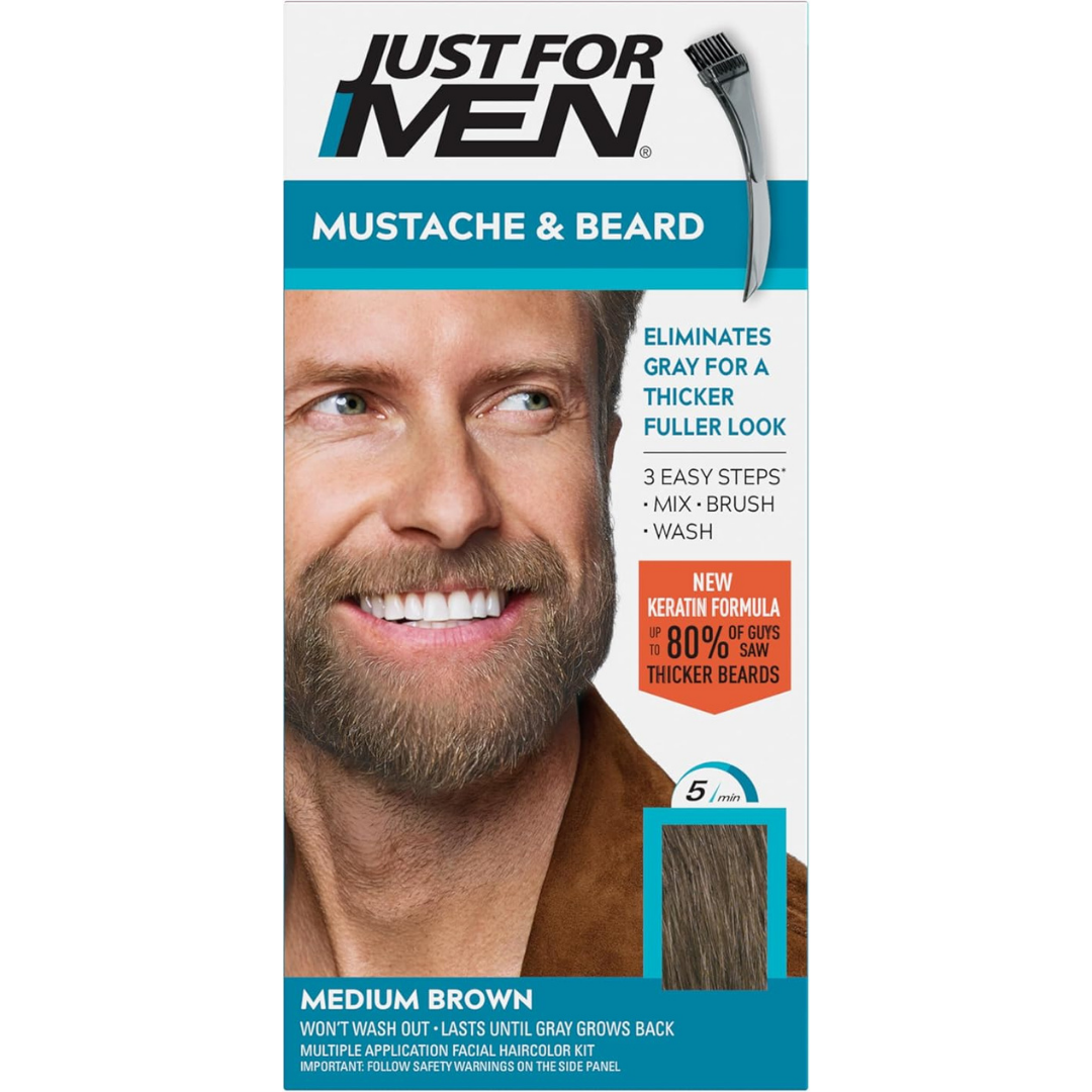 Just For Men Moustache & Beard Dye Eliminates Grey For a Thicker Fuller Look UK