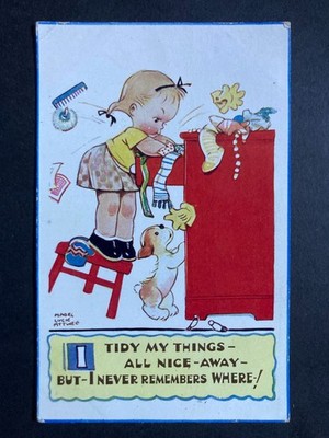 I Tidy My Things All Nice Away Vintage Mabel Lucie Attwell Postkarte P68