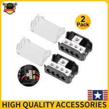 2Pcs Power Ground Amp Distribution Block 0/2/4 Gauge Input 4/8/10 Gauge Output
