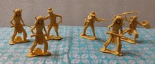Cowboys Indians Plastic Toy Figures Yellow/Mustard Lot 6 Play Set Up Display 2''