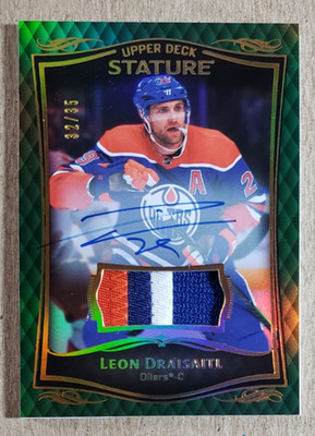 2023-24 Upper Deck Stature Green Leon Draisaitl Game Used Patch Auto /35 Oilers