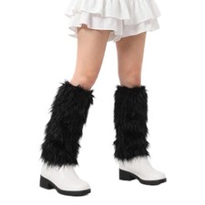 Faux Fur Fuzzy Leg Warmers, Black Furry Leg Warmers for Women