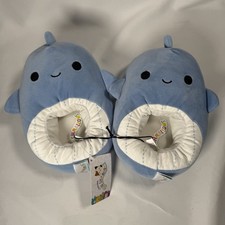 Squishmallows Kids Slippers Blue Whale Plush Cozy Slip On Animal NWT Size 4/5