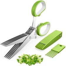 Stainless Steel 5 Blade Professional Shredding Scissors Sharp Herb Kitchen Tool