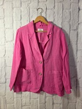 Zara 13/14 Bright Pink 100 Linen Lightweight Spring Blazer Jacket