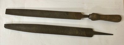 2 Vintage Feilen 14 & 12 Zoll. Nicholson Flat 2nd Cut, And Unknown Halbrund