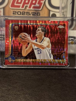 2025-26 TOPPS CHROME BASKETBALL ALEX TOOHEY RC 5/5 RED PULSAR REFRACTOR NO. 298