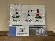3 Geschirrhandtücher Sylt Baumwolle Handtuch...