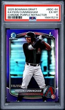 2025 BOWMAN DRAFT CHROME-PURPLE REFRACTOR KAYSON CUNNINGHAM 116/250 PSA 6