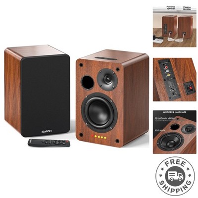 Surround Sound Bluetooth Bookshelf Speakers with 4-Inch Woofer & Remote Control