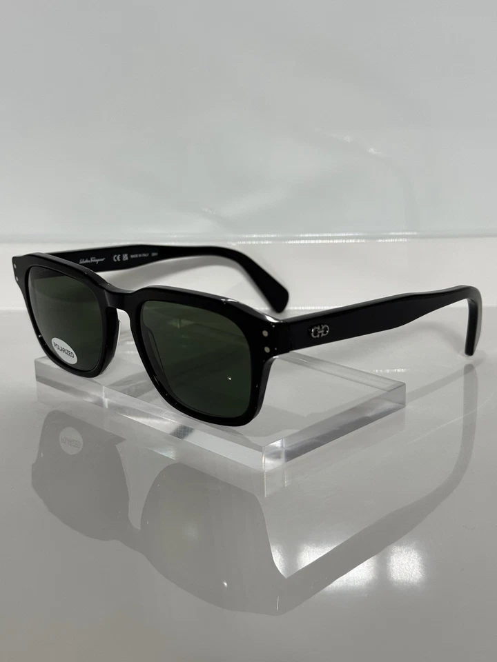 Gafas de sol Salvatore Ferragamo 2958 acetato negro con gafas de sol verdes polarizadas personalizadas G15 Foto 3 de 4