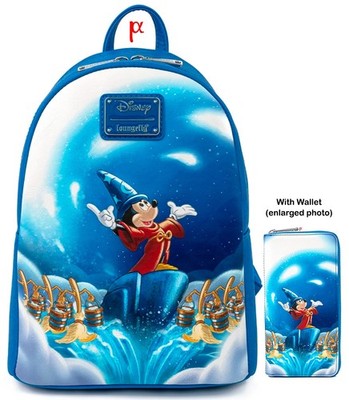 Loungefly Disney Fantasia Sorcerer's Apprentice Mickey Mouse Backpack Wallet LE