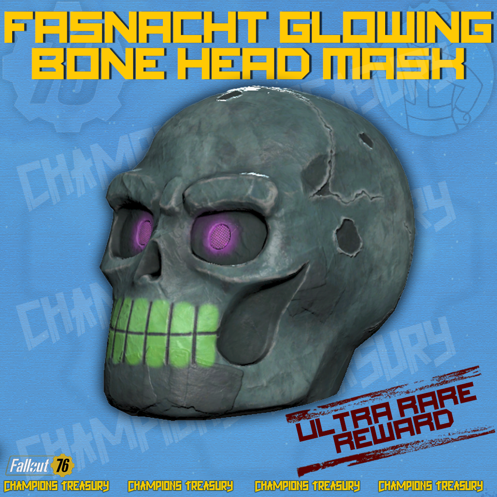 FALLOUT 76 PC FASNACHT 2026 GLOWING BONE HEAD MASK ULTRA RARE | eBay