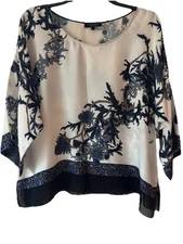 Citron Santa Monica Silk Floral Tunic Top Chiffon Hem Plus 1X