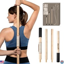 SportBit Bamboo Yoga Stick with Neck Pillow - Collapsible and Portable 5.1FT