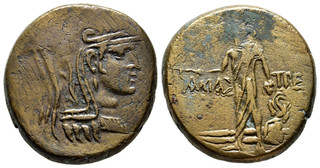 FITZ Coin Greek Pontos AMISOS Athena Perseus 90 85BC Bronze 27mm 18.00g AWE1410