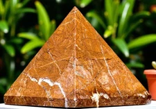 Large 160MM Yellow Brecciated Jasper Crystal Pyramid Chakra Healing Gemstone