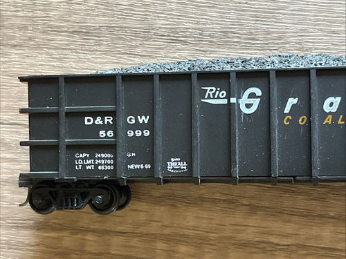 Roundhouse HO D&RGW HI-Side Gondola Coal Liner #56999 w/Kadees & Coal Load - Afbeelding 3 van 12