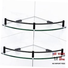 Bathroom Corner Shower Caddy, 9.5" Tempered Glass Bathroom Shelves Wall 2-tier