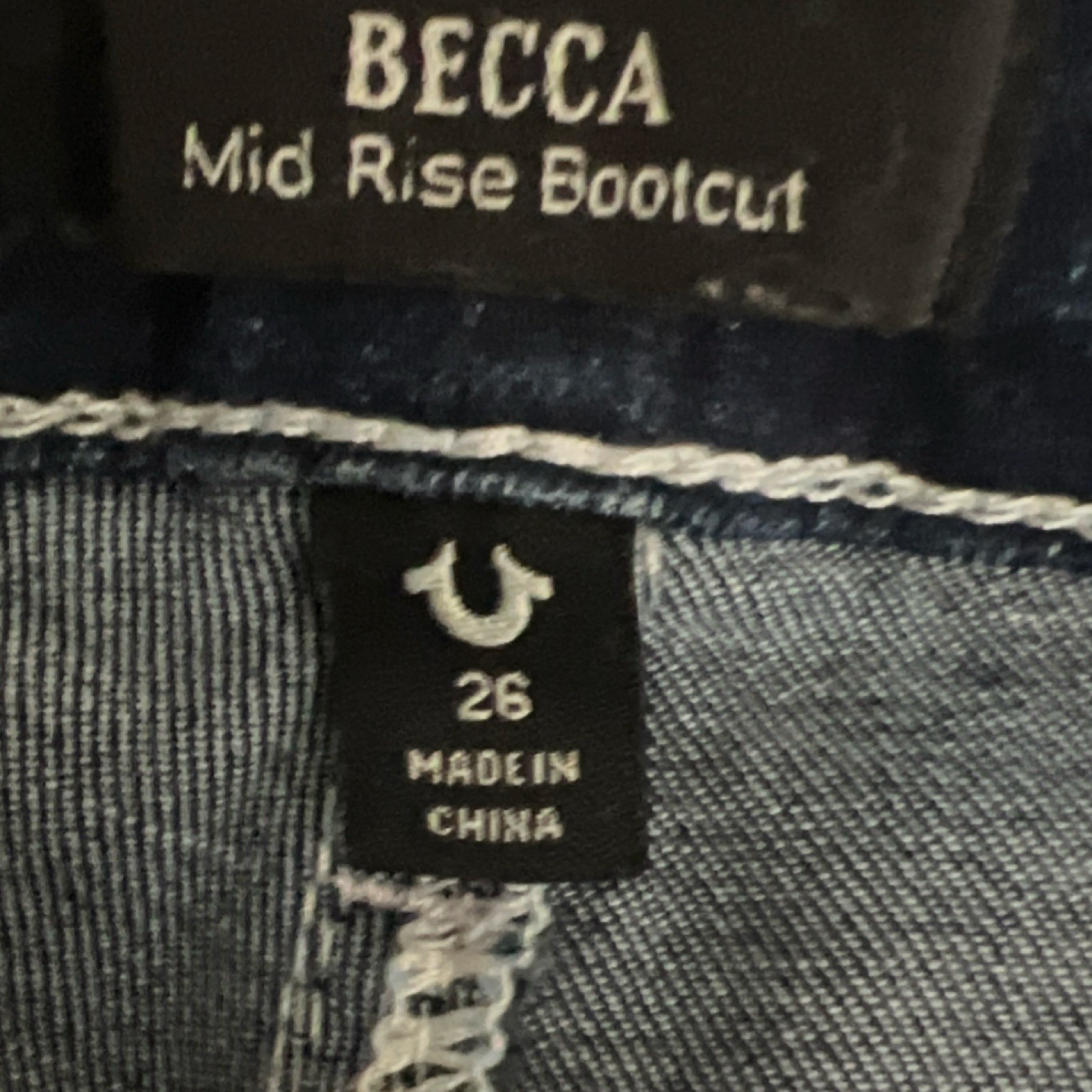 True Religion Bootcut Mid Rise Dark Blue Denim Stretch Jeans 5-Pocket Design thumbnail 5