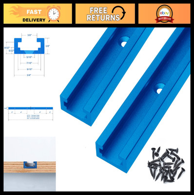 48'' Aluminum T-Track with Wood Screws - 2 Pack, Blue - Perfect for DIY Projects