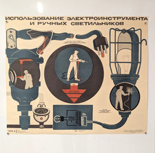 1971 industrial design - Soviet Poster - Using Power Tools and Hand-Held Lamps