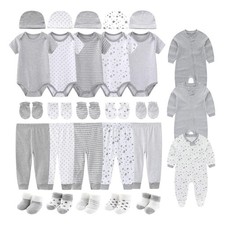 28 Pack Unisex Baby Layette Set Boy Girl Pants Rompers Short Sleeve Bodysuits...
