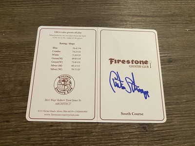 Curtis Strange Signed Firestone CC Golf Scorecard 1987 World Series Of Golf PGA