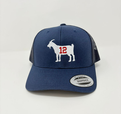 Tom Brady Hat, Tom Brady GOAT Hat, TB12 Trucker cap, Snapback Trucker hat, Blue