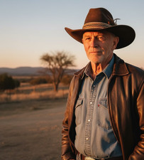 Vintage YA Cowboy Hat feather brown faux suede with band Sz M 7 - 7 1/8