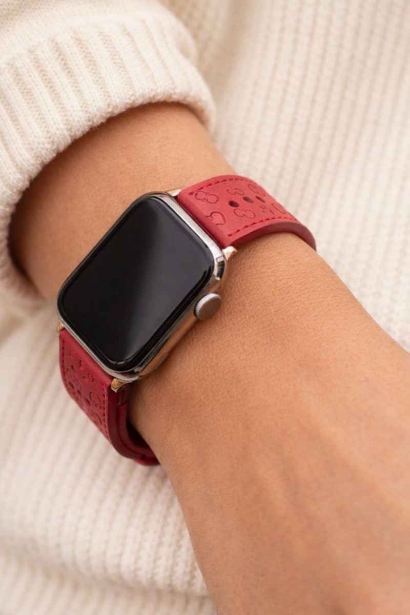 Sanrio Hello Kitty Sonix Leather Watch Band Red Apple Watch NEW  display picture 1
