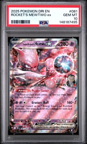 2025 POKEMON DRI EN-DESTINED RIVALS #081 TEAM ROCKET'S MEWTWO EX PSA 10