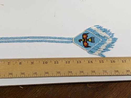 Native American Thunderbird Medallion Necklace Woven Glass Seed Bead Vintage - Picture 4 of 9