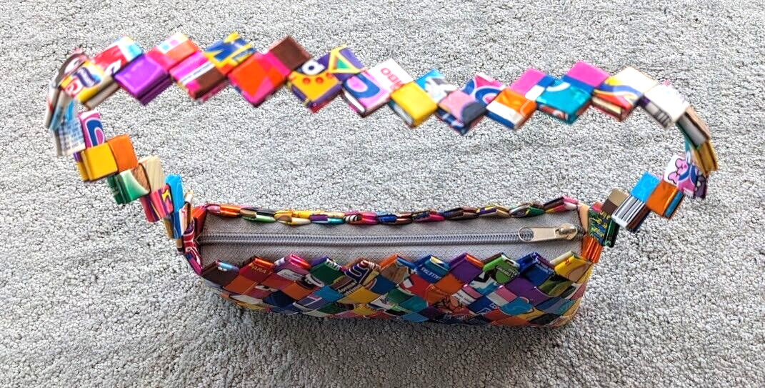 Retro Candy Wrapper Multicolor Purse Handbag 9x4x… - image 4