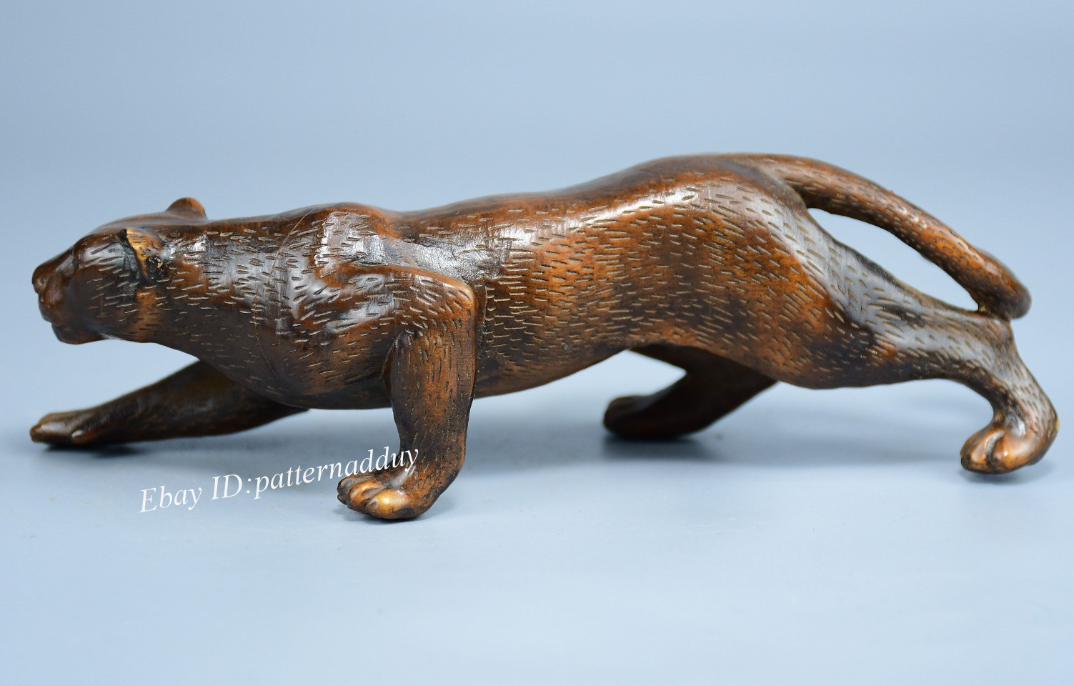 Antique Collection Home Decoration Huangyang Wooden Carving Leopard Statue