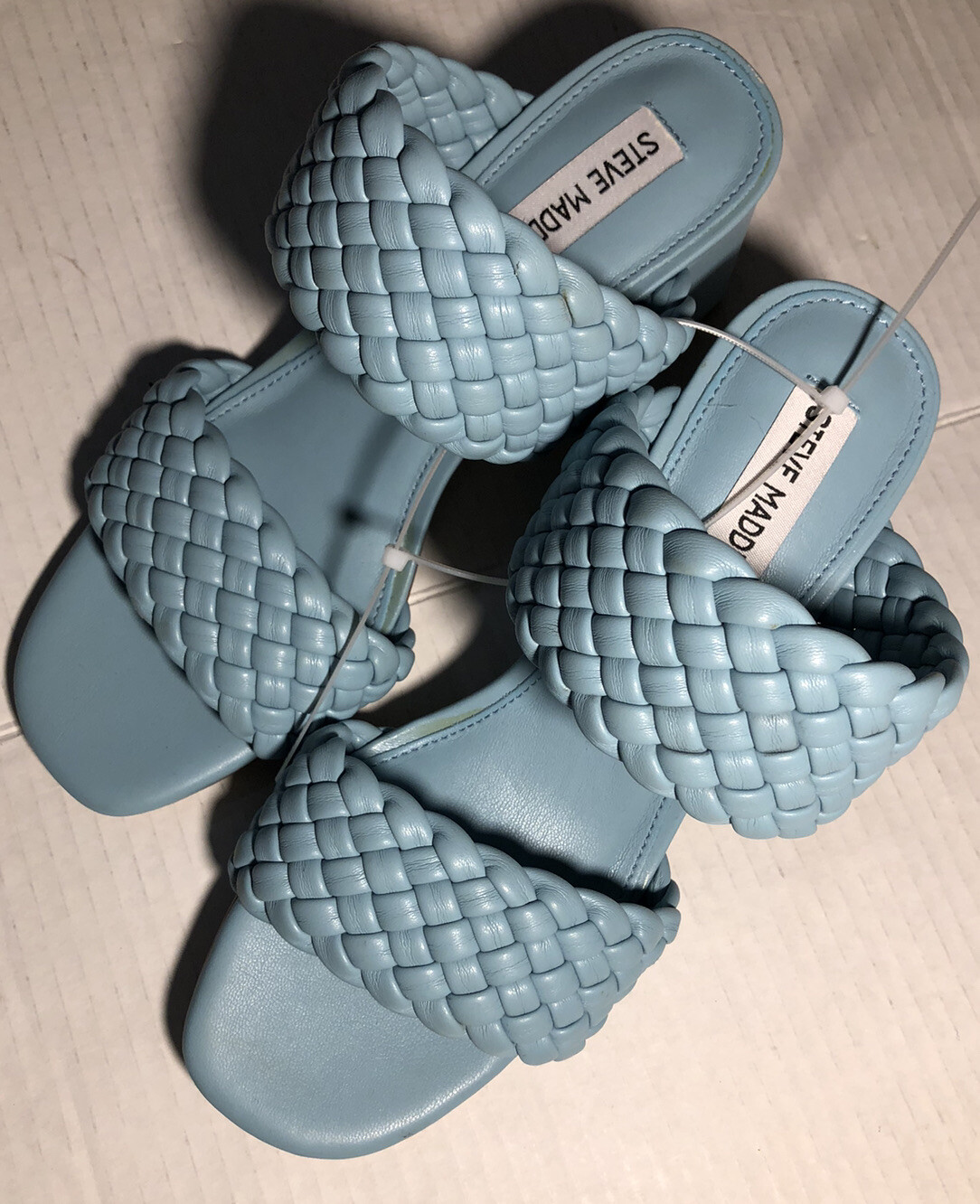 Women Steve Madden Daphnee Braided Block Heel Sandal Baby Blue size 8M  195189883145 | eBay