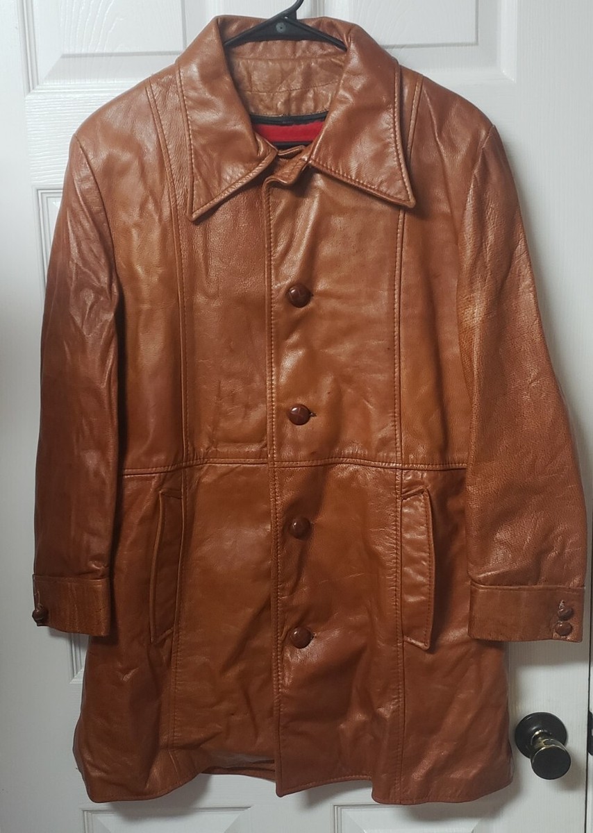 Vintage 1970's Buckboard Leather Jacket Brown Men's Size 40 with