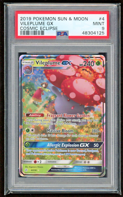 2019 VILEPLUME GX FULL ART COSMIC ECLIPSE PSA 9 MINT #4 POKEMON