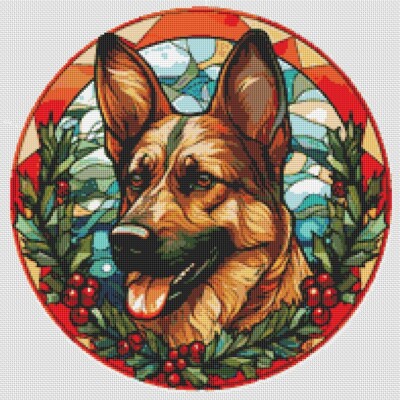 Deutscher Schäferhund Welpe Hund. Großer, moderner Original Kreuzstich