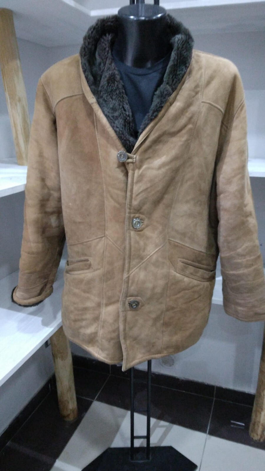 Pre-owned Men's Light Brown Sheepskin Jacket Size 50 MGS081PI