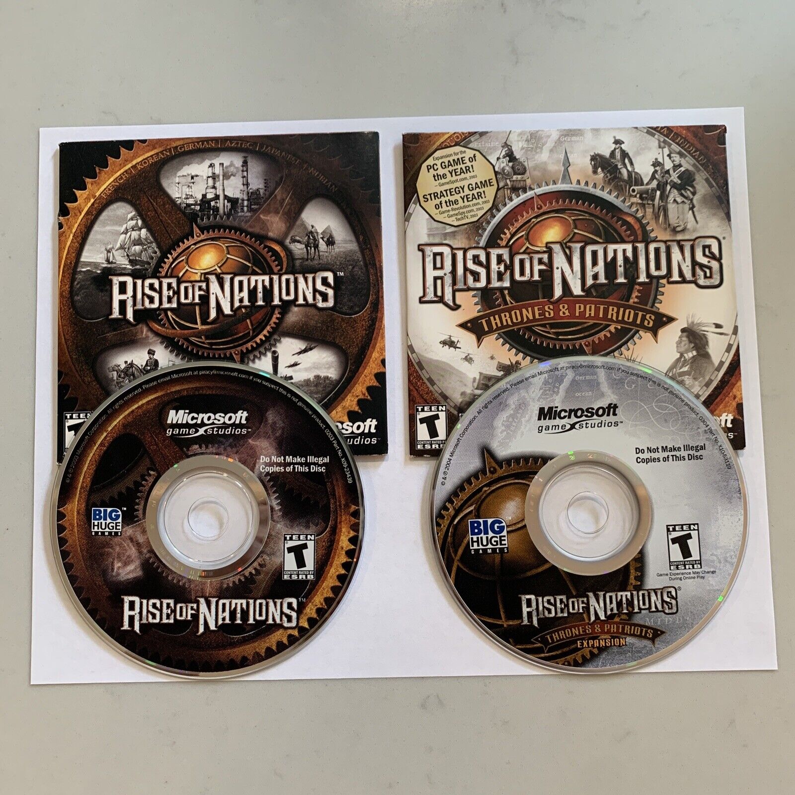 LOT OF 2: Rise of Nations & Rise of Nations Thrones & Patriots PC Games  W/Key