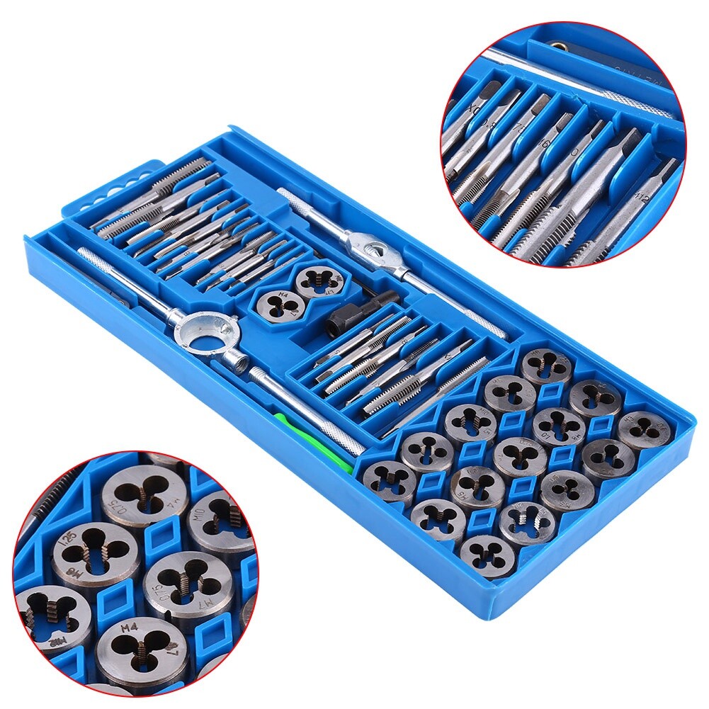 40Pcs Screw Screwdriver Thread MetricTap and Die Set Wrench Hand Drill