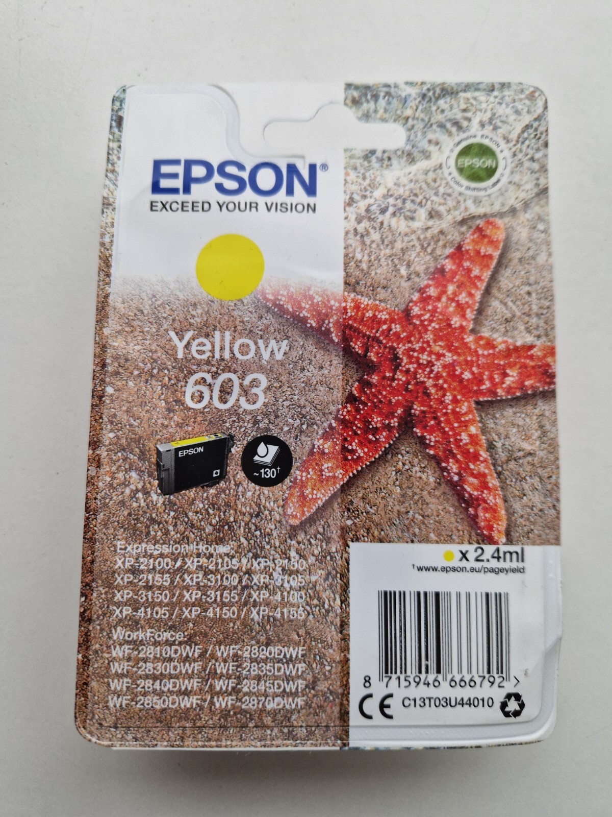 603 EPSON  Genuine  Yellow Ink Cartridge, 2.4ml - Original 603!