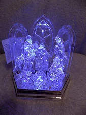 Nativity Scene Lights Up Silent Night & Away In Manger 7.75" Tall See Details