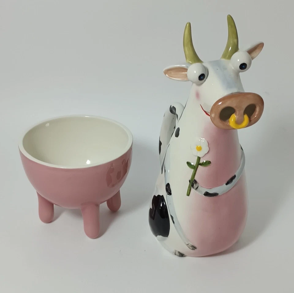 Department 56 Cerámica Clare Mackle Bee Happy Cow Crema con Juego de Azúcar Foto 3 de 4