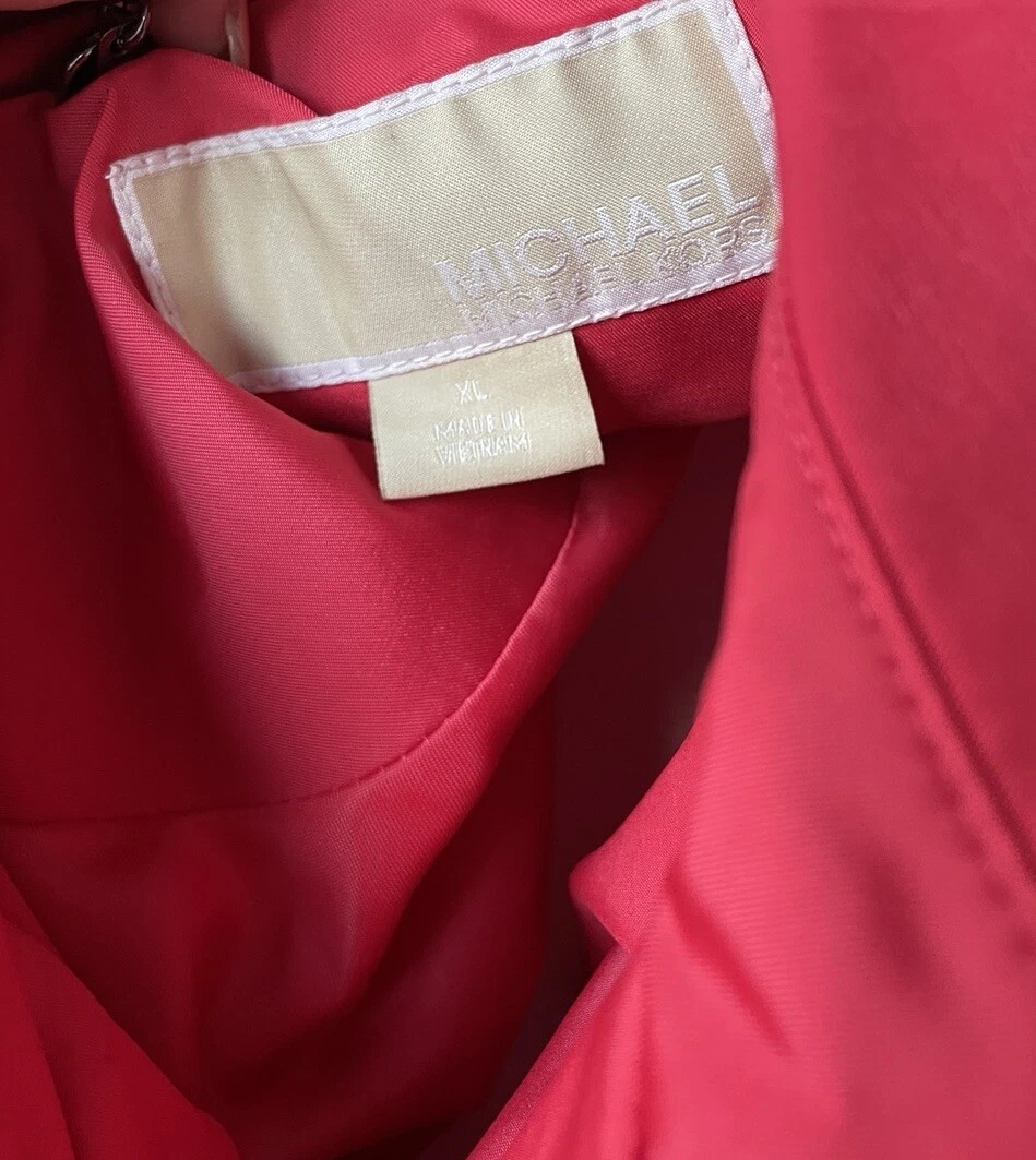 Nuovo trincea resistente all'acqua Michael Kors con cintura con cappuccio rimovibile taglia XL