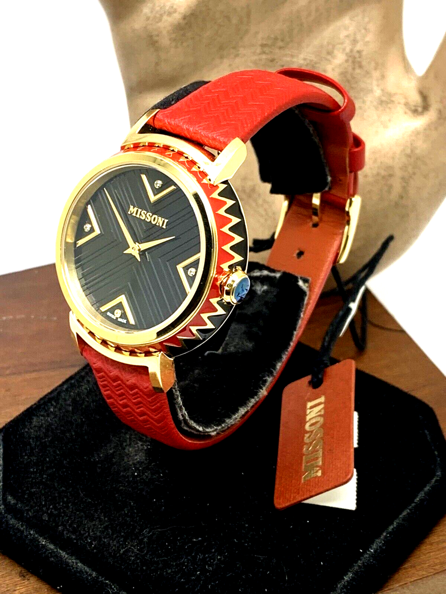 Missoni Women's Watch MWY300320 Swiss Quartz Gold Black Dial Red